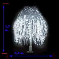 LED-"Ива плакучая" с контроллером, белая, высота 2 м., 1056 светодиодов