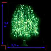 LED-"Ива плакучая" с контроллером, зеленая, высота 2 м., 1056 светодиодов