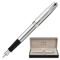 Ручка перьевая PARKER "Sonnet Stainless Steel CT", корпус серебристый, нержавеющая сталь, хромированные детали, S0809210, черный - 6424 руб.
