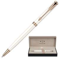 Ручка шариковая PARKER "Sonnet Lacquer Slim PGT", тонкий белый корпус, нержавеющая сталь, позолоченные детали, S0947400, черная - 7117 руб.