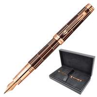 Ручка перьевая PARKER "Premier Luxury Brown PGT," корпус коричневый, латунь, позолоченные детали, 01876376, черная - 27451 руб.