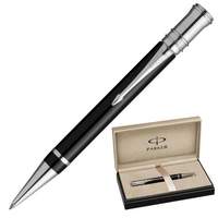 Ручка шариковая PARKER "Duofold Black PT", корпус черный, литой акрил, платиновое покрытие деталей, S0690650, черная - 15813 руб.
