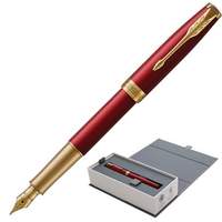 Ручка перьевая PARKER "Sonnet Lacquer GT", корпус красный лак, нержавеющая сталь, позолоченные детали, 1931478, черная - 11898 руб.