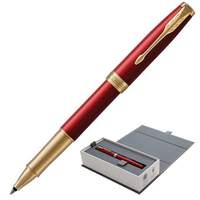 Ручка-роллер PARKER "Sonnet Lacquer GT", корпус красный лак, нержавеющая сталь, позолоченные детали, 1948085, черная - 6668 руб.