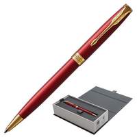 Ручка шариковая PARKER "Sonnet Lacquer GT", корпус красный лак, нержавеющая сталь, позолоченные детали, 1931476, черная - 5695 руб.