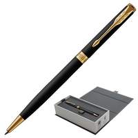 Ручка шариковая PARKER "Sonnet Slim GT", тонкий корпус, черный лак, латунь, позолоченные детали, 1931520, черная - 5695 руб.