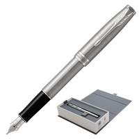 Ручка перьевая PARKER "Sonnet Steel CT", корпус серебристый, нержавеющая сталь, палладиевое покрытие деталей, 1931509, черная - 6668 руб.