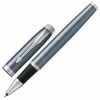 Ручка-роллер PARKER "IM Core Light Blue Grey CT", корпус серо-голубой с круговой полировкой, латунь, лак, хром, 1931662, черная - 2012 руб.