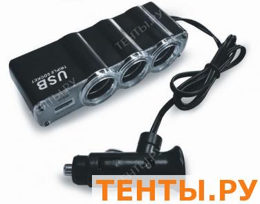 Разветвитель прикуривателя 12/24 (на 3 выхода+USB) CS314U Разветвитель прикуривателя 12/24 (на 3 выхода+USB) CS314U
