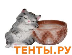 Зоокашпо Котенок спящий у корзины Н - 18 см Зоокашпо Котенок спящий у корзины Н - 18 см
