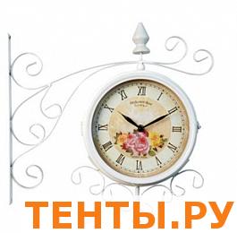 Часы уличные двухсторонние, белые, металлические 301-20 Часы уличные двухсторонние, белые, металлические 301-20