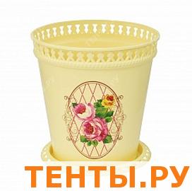 Горшок "Ажур" 1л. с поддоном (рисунок - Розы) Горшок "Ажур" 1л. с поддоном (рисунок - Розы)
