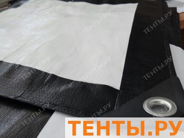 Тент "Тарпаулин", 8х10, 230 г/м2, черный/белый, шаг люверса 0,5 Тент "Тарпаулин", 8х10, 230 г/м2, черный/белый, шаг люверса 0,5