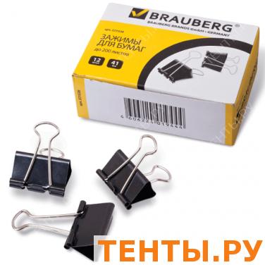 Зажимы для бумаг BRAUBERG, КОМПЛЕКТ 12шт., 41мм, на 200л, черные, в карт.коробке, 221538 Зажимы для бумаг BRAUBERG, КОМПЛЕКТ 12шт., 41мм, на 200л, черные, в карт.коробке, 221538