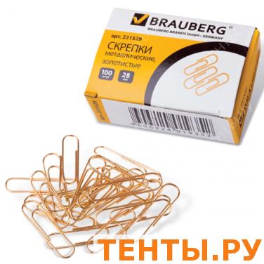 Скрепки BRAUBERG 28 мм золот., 100 шт., в карт. коробке, 221529 Скрепки BRAUBERG 28 мм золот., 100 шт., в карт. коробке, 221529