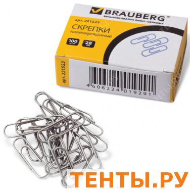 Скрепки BRAUBERG 28 мм никелированные, 100 шт., в карт. коробке, 221523 Скрепки BRAUBERG 28 мм никелированные, 100 шт., в карт. коробке, 221523
