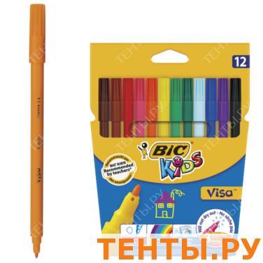 Фломастеры BIC "VISA", 12 цв, суперсмываемые, вент. колпачок, карт. упак. с европодвес, 888695 Фломастеры BIC "VISA", 12 цв, суперсмываемые, вент. колпачок, карт. упак. с европодвес, 888695