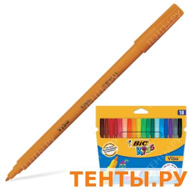 Фломастеры BIC "VISA", 18 цв, суперсмываемые, вент. колпачок, карт. упак. с европодвесом, 888681 Фломастеры BIC "VISA", 18 цв, суперсмываемые, вент. колпачок, карт. упак. с европодвесом, 888681