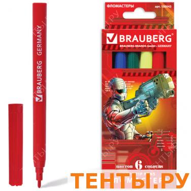 Фломастеры BRAUBERG 6 цв., вент.колп, карт.упак, увелич. срок службы, с изобр. солдата, 150543 Фломастеры BRAUBERG 6 цв., вент.колп, карт.упак, увелич. срок службы, с изобр. солдата, 150543