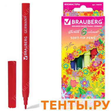 Фломастеры BRAUBERG 6 цв., вент.колп, карт.упак. с радуж.фольгой, с изображением цветов,150559 Фломастеры BRAUBERG 6 цв., вент.колп, карт.упак. с радуж.фольгой, с изображением цветов,150559