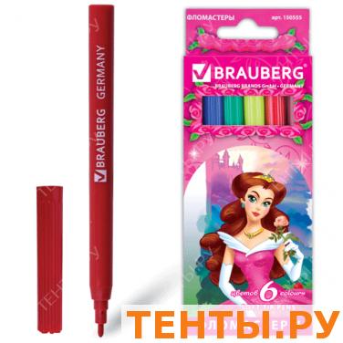Фломастеры BRAUBERG 6 цв., вент.колп, карт.упак., увелич. срок службы, с изобр. принцессы, 150555 Фломастеры BRAUBERG 6 цв., вент.колп, карт.упак., увелич. срок службы, с изобр. принцессы, 150555