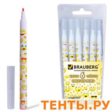 Фломастеры BRAUBERG 6 цв., вент.колп, корп. с печ, пласт.упак., увелич. срок службы, улыбки, 150529 Фломастеры BRAUBERG 6 цв., вент.колп, корп. с печ, пласт.упак., увелич. срок службы, улыбки, 150529