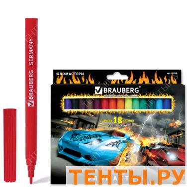 Фломастеры BRAUBERG 18 цв., вент.колп, карт.упак. выб.лак, увелич. срок службы, машина, 150549 Фломастеры BRAUBERG 18 цв., вент.колп, карт.упак. выб.лак, увелич. срок службы, машина, 150549