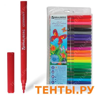 Фломастеры BRAUBERG 24 цв., вент.колп, пласт.упак., увелич. срок службы, с изображ. бабочки, 150524 Фломастеры BRAUBERG 24 цв., вент.колп, пласт.упак., увелич. срок службы, с изображ. бабочки, 150524