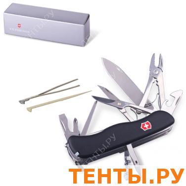 Подарочный нож VICTORINOX "Work champ", 111мм, складной, с фикс. лезвия, черный, 21 функция,0.9064.3 Подарочный нож VICTORINOX "Work champ", 111мм, складной, с фикс. лезвия, черный, 21 функция,0.9064.3