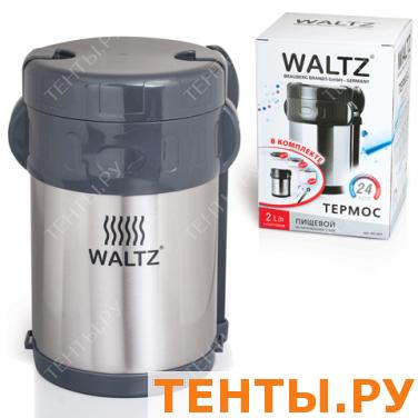 Термос WALTZ (ВАЛЬЦ) пищевой с широким горлом, 2 л, нерж. сталь, + ложка, вилка, 3 чашки,601407 Термос WALTZ (ВАЛЬЦ) пищевой с широким горлом, 2 л, нерж. сталь, + ложка, вилка, 3 чашки,601407