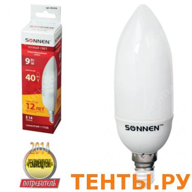 Лампа люминесц. энергосбер. SONNEN свеча Т2, 9(40)Вт, цоколь E14, 12000ч, тепл. свет, премиум,451079 Лампа люминесц. энергосбер. SONNEN свеча Т2, 9(40)Вт, цоколь E14, 12000ч, тепл. свет, премиум,451079