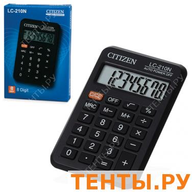 Калькулятор CITIZEN карманный LC-210N, 8 разр., пит. от батарейки, 98х62мм, оригинальный Калькулятор CITIZEN карманный LC-210N, 8 разр., пит. от батарейки, 98х62мм, оригинальный
