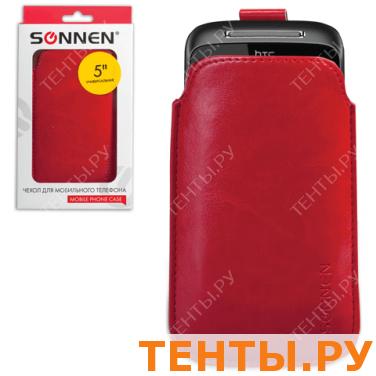Чехол для телефона SONNEN, кожзам, L, 135х72х10мм, универсальный, красный, 261961 Чехол для телефона SONNEN, кожзам, L, 135х72х10мм, универсальный, красный, 261961