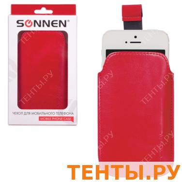 Чехол для телефона SONNEN, кожзам, M, 130x70x10мм, универсальный, красный, 261964 Чехол для телефона SONNEN, кожзам, M, 130x70x10мм, универсальный, красный, 261964