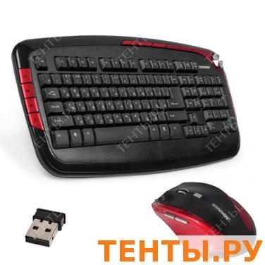 Набор беспроводной SONNEN KB-S130, клавиатура, мышь 5кнопок+1колесо-кнопка, черный/красный, 511286 Набор беспроводной SONNEN KB-S130, клавиатура, мышь 5кнопок+1колесо-кнопка, черный/красный, 511286