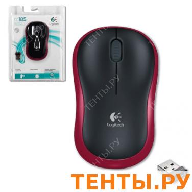 Мышь беспроводная оптическая LOGITECH Wireless M185,USB,3 клавиши ,красный Мышь беспроводная оптическая LOGITECH Wireless M185,USB,3 клавиши ,красный