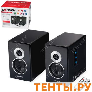Колонки компьютерные bluetooth SONNEN SP-BT100, 2.0, 2*15W, дерево, 2-полосные, черные,USB,SD,511335 Колонки компьютерные bluetooth SONNEN SP-BT100, 2.0, 2*15W, дерево, 2-полосные, черные,USB,SD,511335