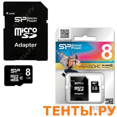 Карта памяти micro SDHC 8GB SILICON POWER скорость передачи данных 10 Мб/сек (class10) с адаптером Карта памяти micro SDHC 8GB SILICON POWER скорость передачи данных 10 Мб/сек (class10) с адаптером