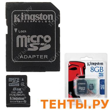 Карта памяти micro SDHC 8Gb KINGSTON скорость передачи данных 4Мб/сек (class 4) с адаптером,SDC4/8GB Карта памяти micro SDHC 8Gb KINGSTON скорость передачи данных 4Мб/сек (class 4) с адаптером,SDC4/8GB