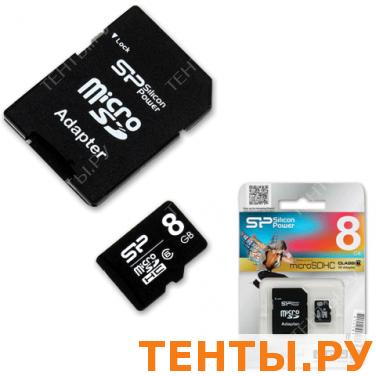 Карта памяти micro SDHC 8Gb SILICON POWER скорость передачи данных 6Мб/сек (class 6) с адаптером Карта памяти micro SDHC 8Gb SILICON POWER скорость передачи данных 6Мб/сек (class 6) с адаптером