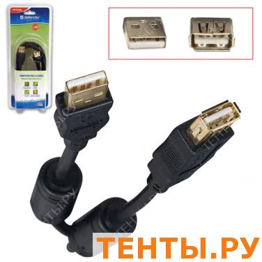 Кабель USB 2.0 AM-AF DEFENDER USB02-06PRO 1,8м, удлинитель USB-порта, 2 фильтра, 87429 Кабель USB 2.0 AM-AF DEFENDER USB02-06PRO 1,8м, удлинитель USB-порта, 2 фильтра, 87429