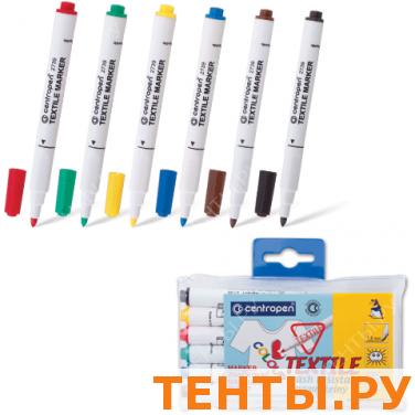 Маркеры для ткани CENTROPEN, НАБОР 6цв., круглый наконечник 1,8 мм, 2739/6 Маркеры для ткани CENTROPEN, НАБОР 6цв., круглый наконечник 1,8 мм, 2739/6