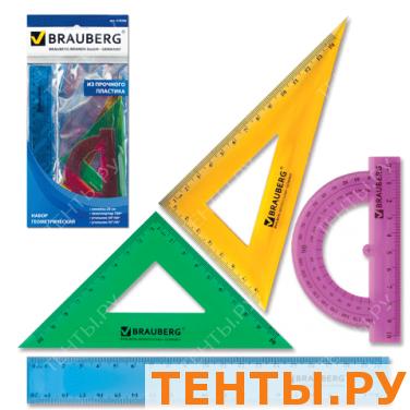 Набор чертежный BRAUBERG (линейка 20см, 2 треуг., транспортир), цветной, упаковка с европодв.,210296 Набор чертежный BRAUBERG (линейка 20см, 2 треуг., транспортир), цветной, упаковка с европодв.,210296