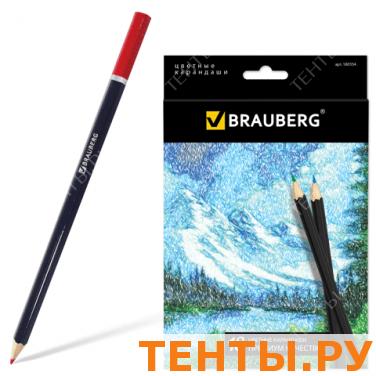 Карандаши цветные BRAUBERG 18 цв., черный корпус, заточенные, высшее качество, живопись, 180554 Карандаши цветные BRAUBERG 18 цв., черный корпус, заточенные, высшее качество, живопись, 180554