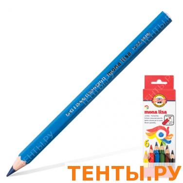 Карандаши цветные KOH-I-NOOR 6цв., утолщенные, грифель 5,6мм, заточ., карт.упак., европодв., 3371/6 Карандаши цветные KOH-I-NOOR 6цв., утолщенные, грифель 5,6мм, заточ., карт.упак., европодв., 3371/6