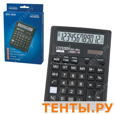 Калькулятор CITIZEN настольный SDC-382, 12 разр., двойное питание, 192*143мм, оригинальный Калькулятор CITIZEN настольный SDC-382, 12 разр., двойное питание, 192*143мм, оригинальный