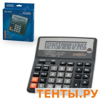 Калькулятор CITIZEN настольный SDC-660II, 16 разр., двойное питание, 156x156мм, оригинальный Калькулятор CITIZEN настольный SDC-660II, 16 разр., двойное питание, 156x156мм, оригинальный
