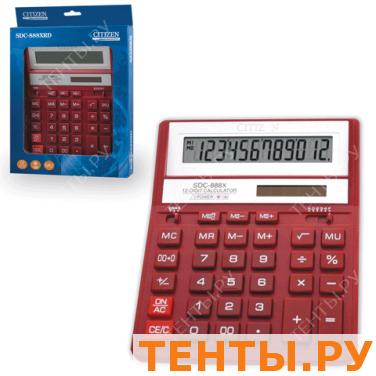 Калькулятор CITIZEN настольный SDC-888ХRD, 12 разр., двойное питание, 205х159мм,КРАСНЫЙ,оригинальный Калькулятор CITIZEN настольный SDC-888ХRD, 12 разр., двойное питание, 205х159мм,КРАСНЫЙ,оригинальный