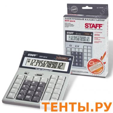 Калькулятор STAFF настольный STF-3312, 12 разрядов, двойное питание, компьютерные клавиши, 193х140мм Калькулятор STAFF настольный STF-3312, 12 разрядов, двойное питание, компьютерные клавиши, 193х140мм