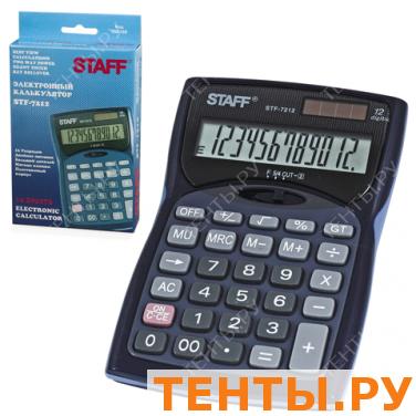 Калькулятор STAFF настольный металлический STF-7212, 12 разрядов, двойное питание, 150х100мм Калькулятор STAFF настольный металлический STF-7212, 12 разрядов, двойное питание, 150х100мм